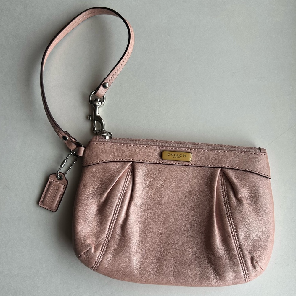 Coach Pink Pleated Leather Clutch